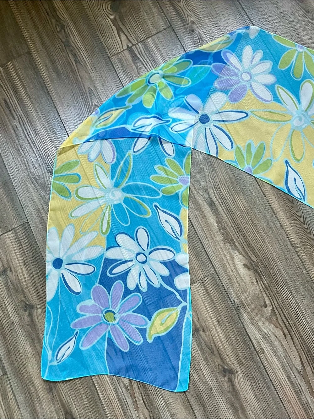 Floral in Blue and Yellow scarf 14/44 inches